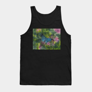 Blue Metalmark Butterfly Watercolor Batik Tank Top